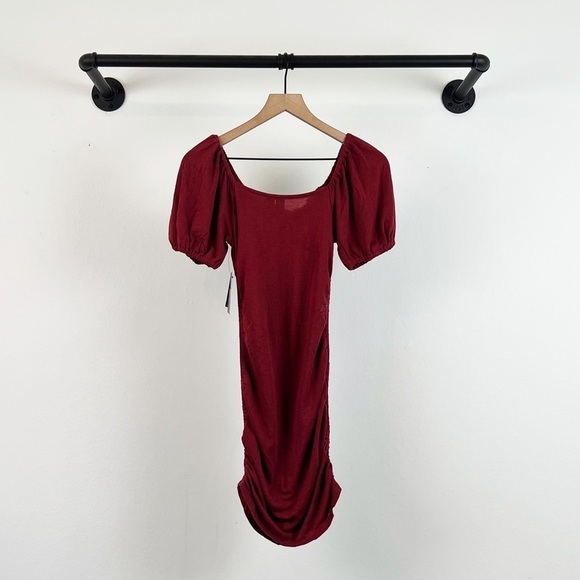 NWT Volcom Shore Sock Ruched Mini Dress in Bark Brown Red - Picture 11 of 11
